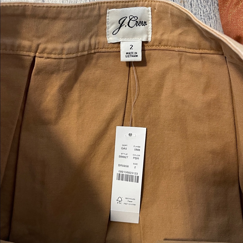 NWT J.‎ Crew Pleated chino mini skirt Size 2 - Picture 5 of 8